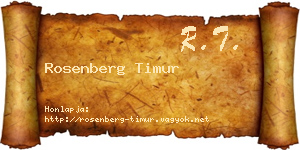 Rosenberg Timur névjegykártya